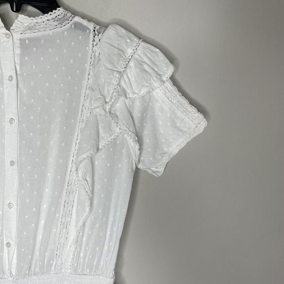 MAIA BERGMAN Mery Dress Women M White Cotton Eyelet Mini Button-Back *Runs Small - Picture 8 of 14